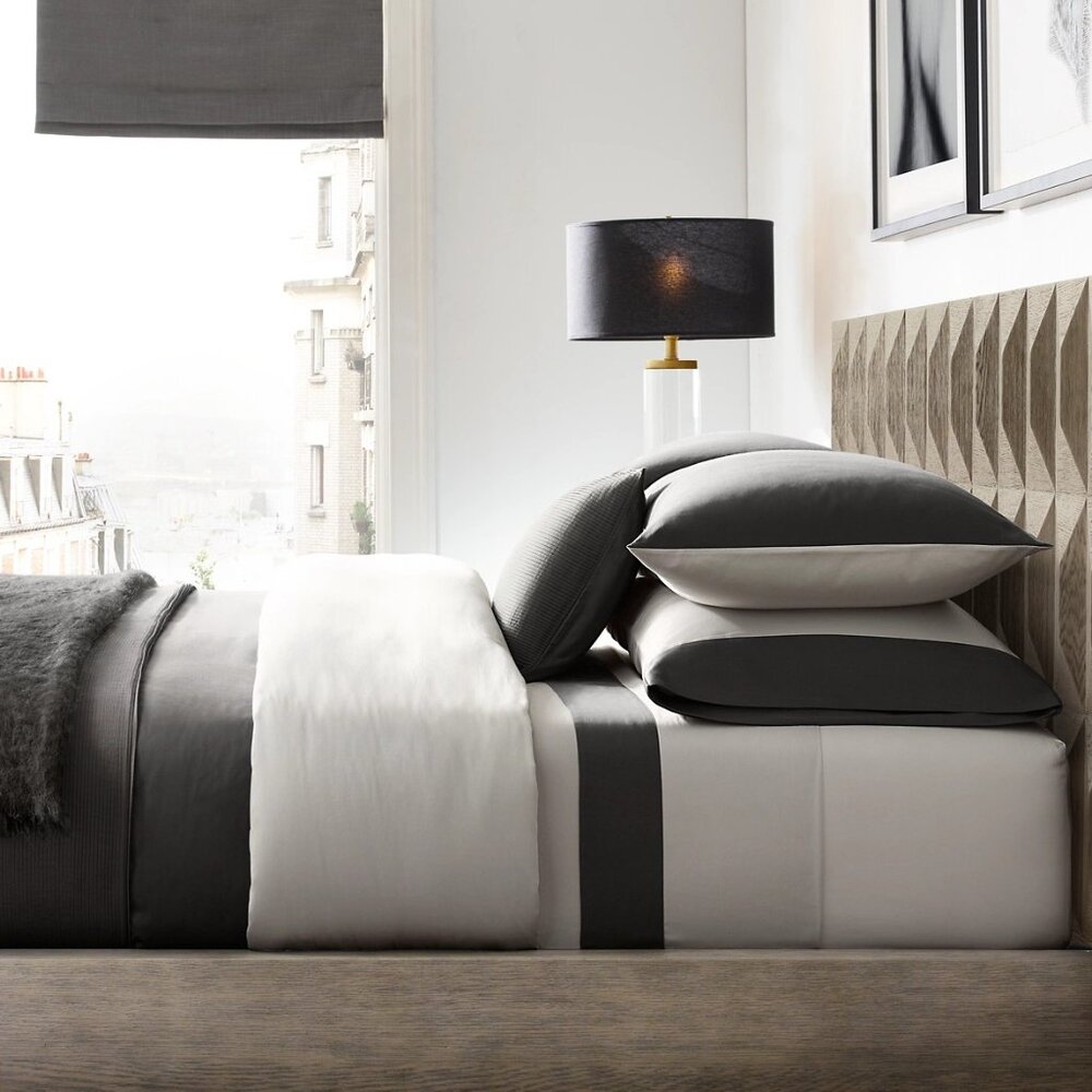 Restoration Hardware Italian Sateen Colorblock Full/Queen Duvet Cover Luxury